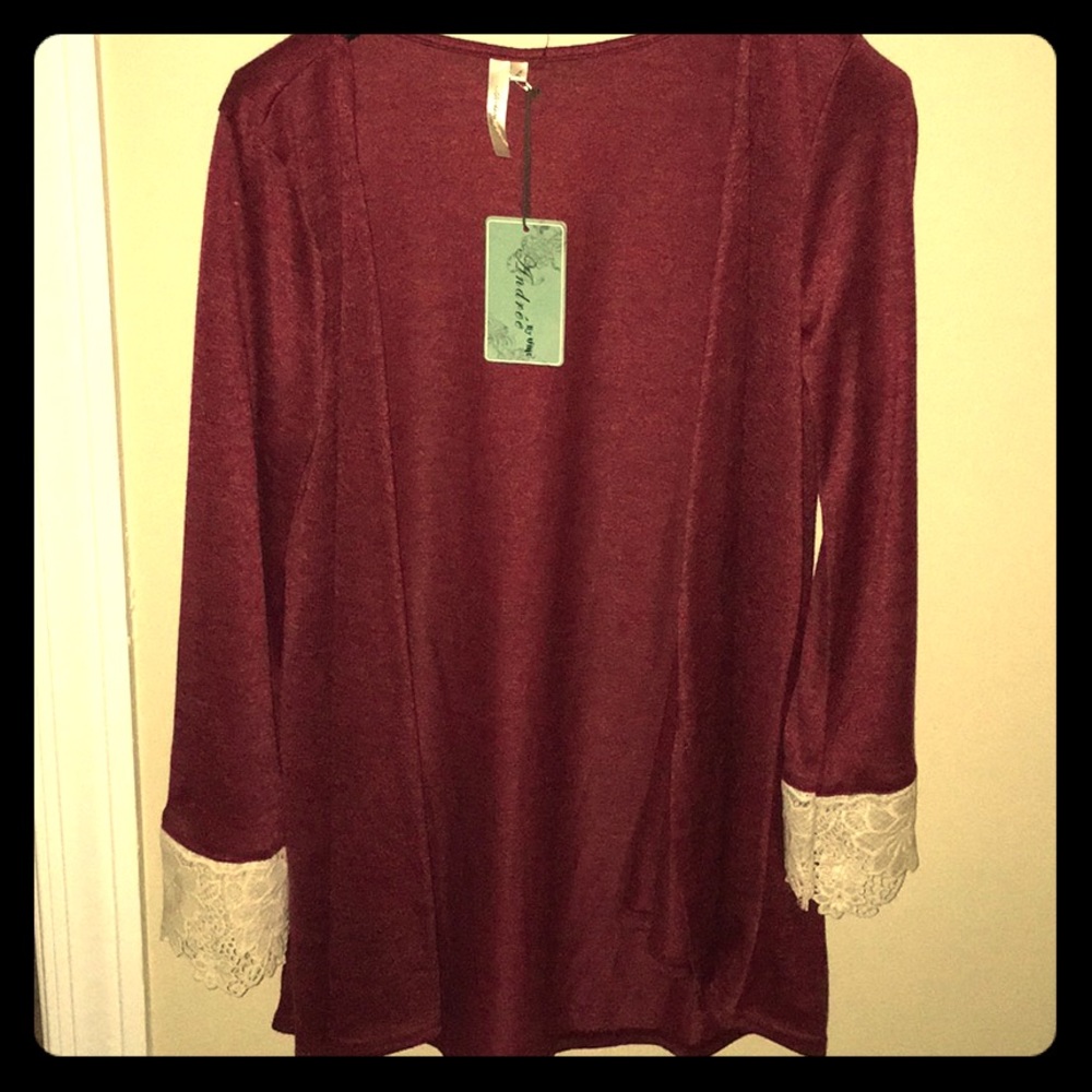Andree by Unit Maroon Flared Sleeve Caridgan
